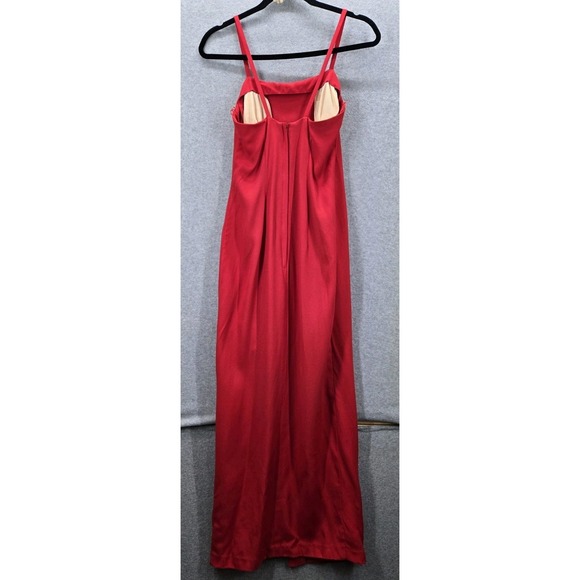Jessica McClintock Gunne Sax Dress Red Prom Formal Slit 7/8 Long Rhinestones - Picture 6 of 14